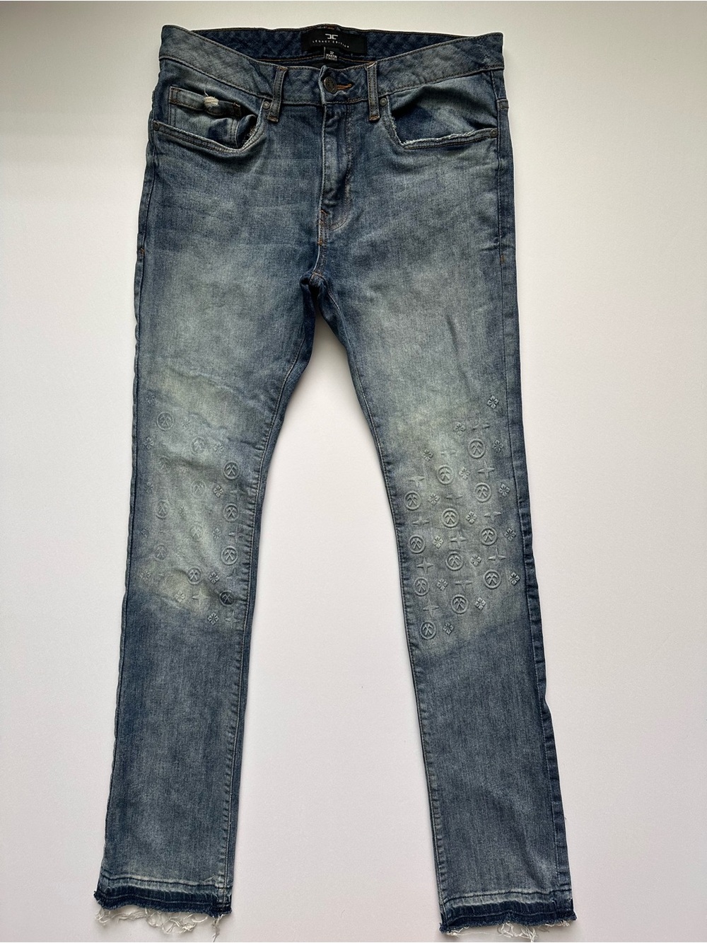 Jordan Craig Men's Light Blue Martin Stacked Jeans with Subtle Distressing
